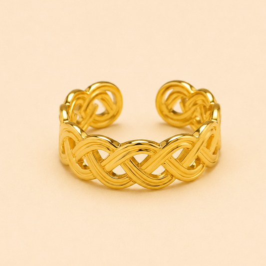 18K Gold Plated Chic Interlock Gold Ring