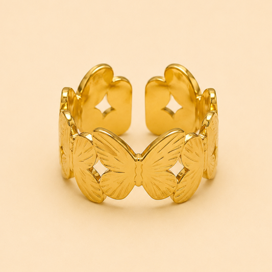 18K Gold Plated Elegant Butterfly Band Ring