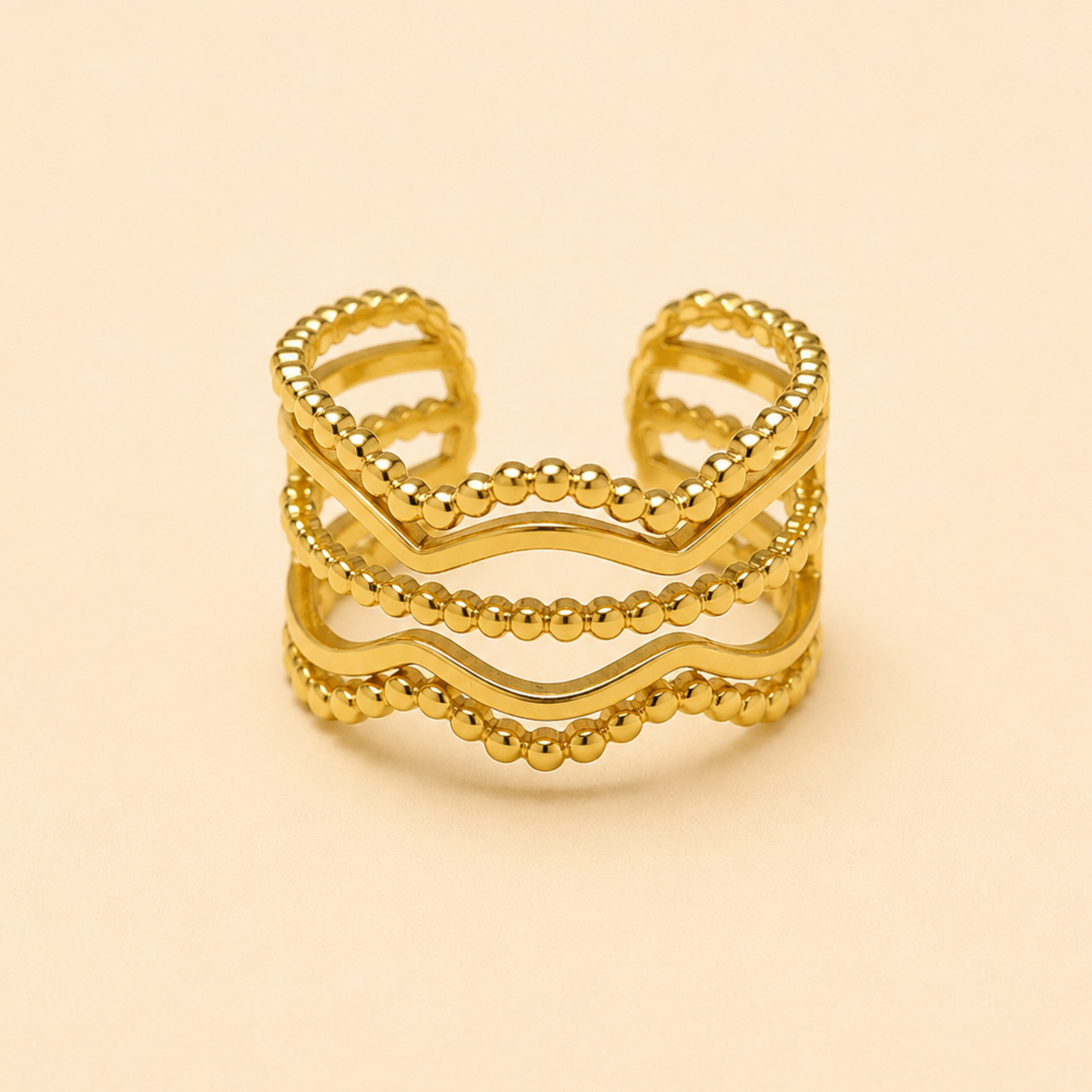 18K Gold Plated Elegant Multi-Layer Gold Ring