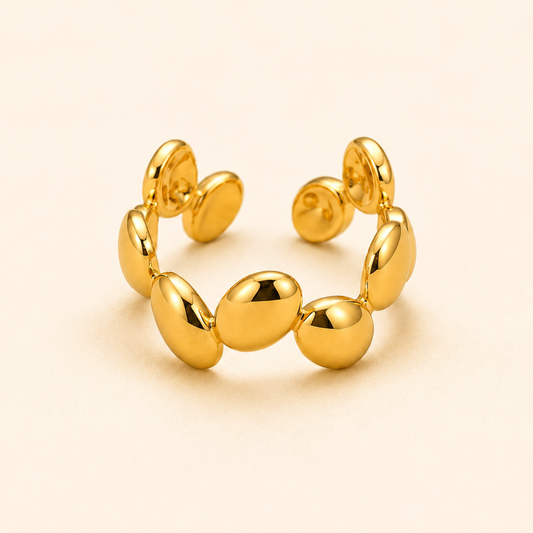 18K Gold Plated Golden Bubble Adjustable Ring