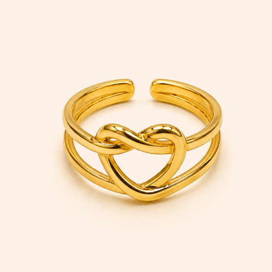 18K Gold Plated Heart Loop Gold Ring