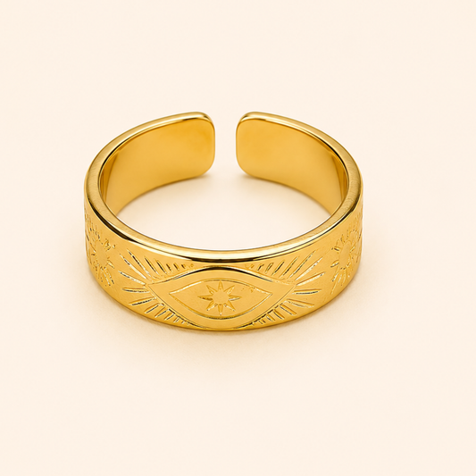 18K Gold Plated Mystic Eye Adjustable Ring