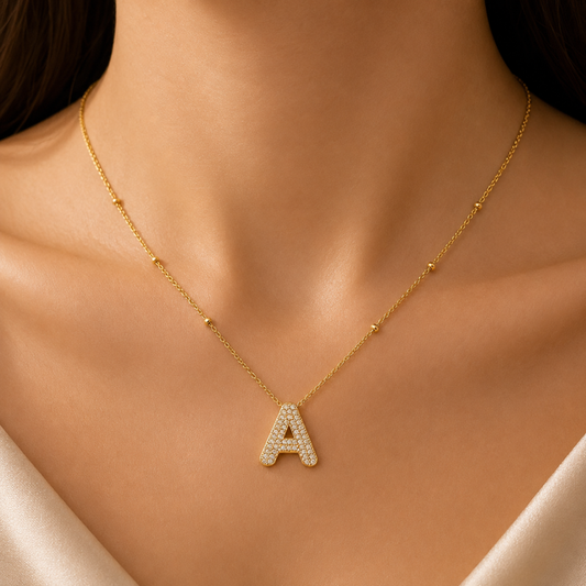 18k Gold Plated A Initial Necklace