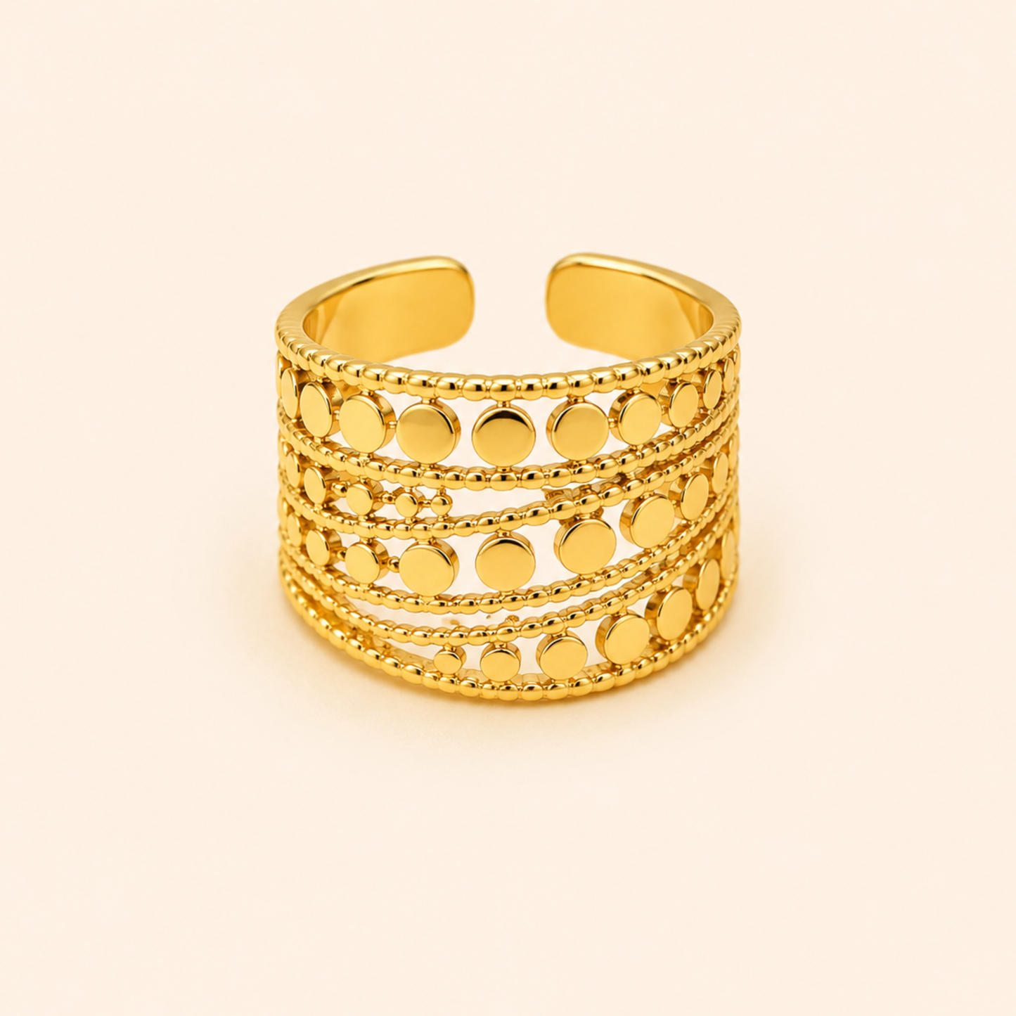 18K Gold Plated Golden Dotted Luxe Ring