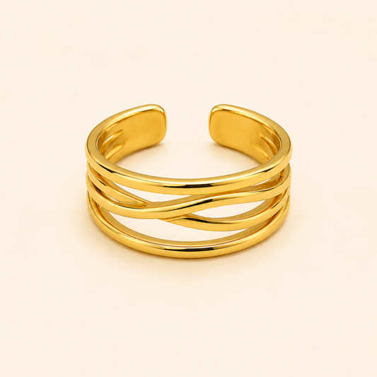 18K Gold Plated Luxe Criss Cross Band Ring