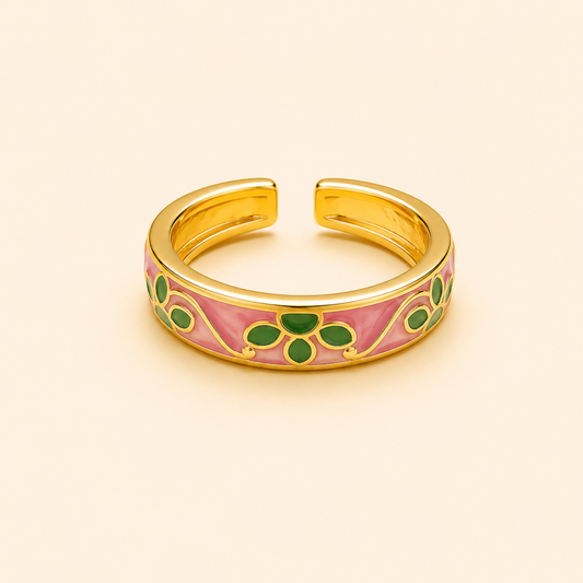 18K Gold Plated Minimal Flower Aura Ring