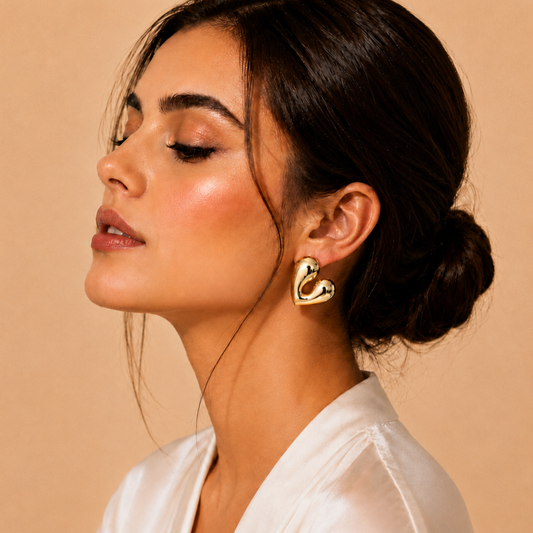 18K Gold Plated Modern Heart Glow Earrings