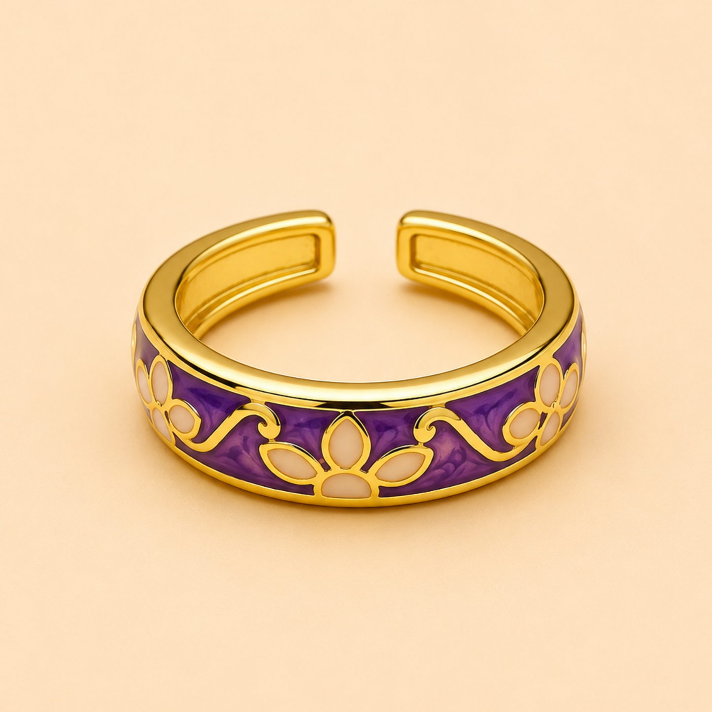 18K Gold Plated Minimal Flower Aura Ring