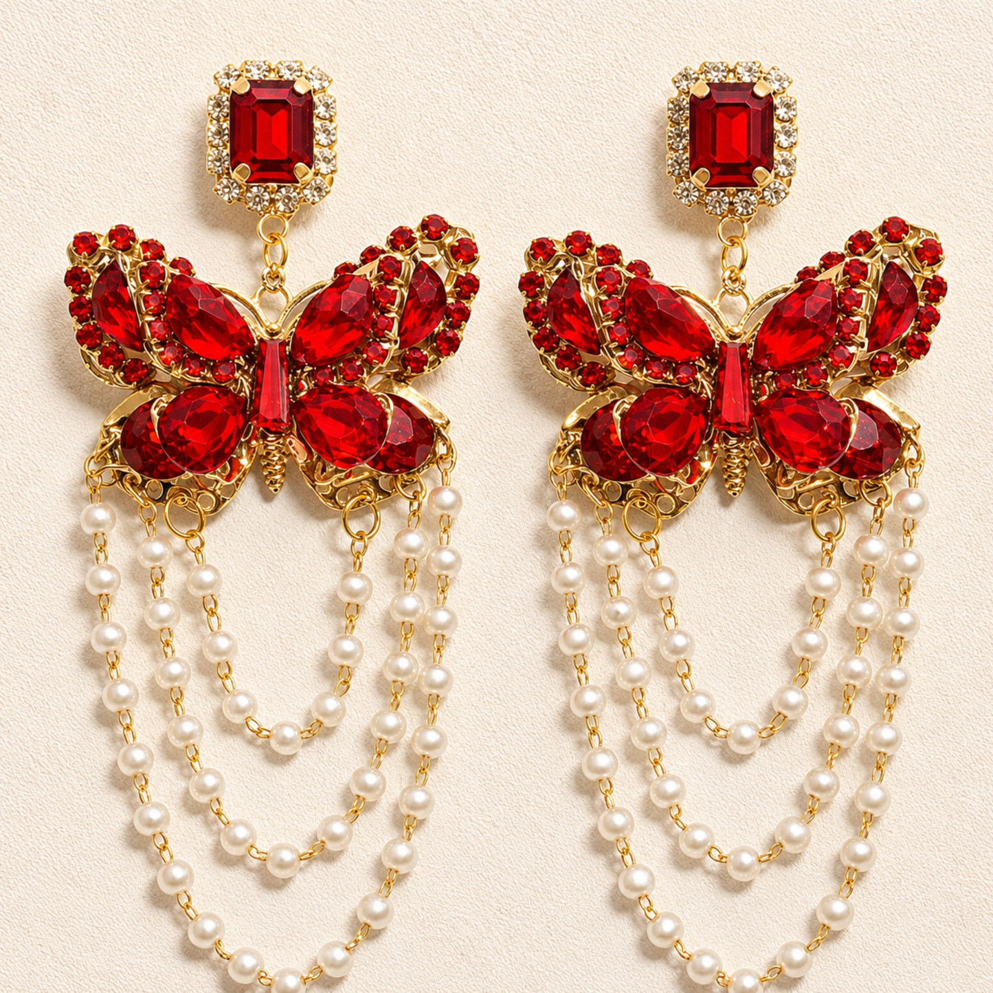 Royal Red Flutter Turkish Earring