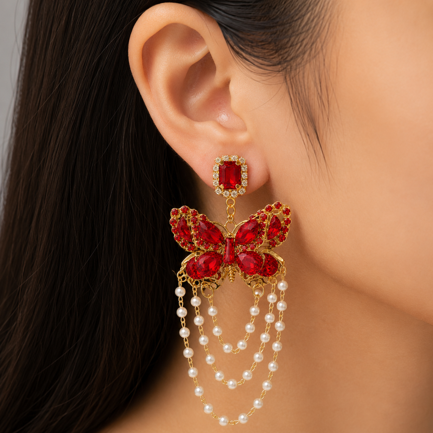 Royal Red Flutter Turkish Earring