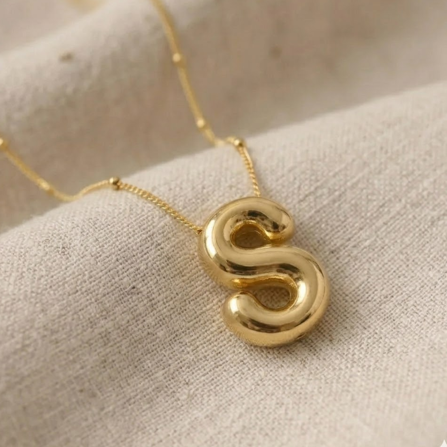 18K Gold Plated Golden Initial S Necklace