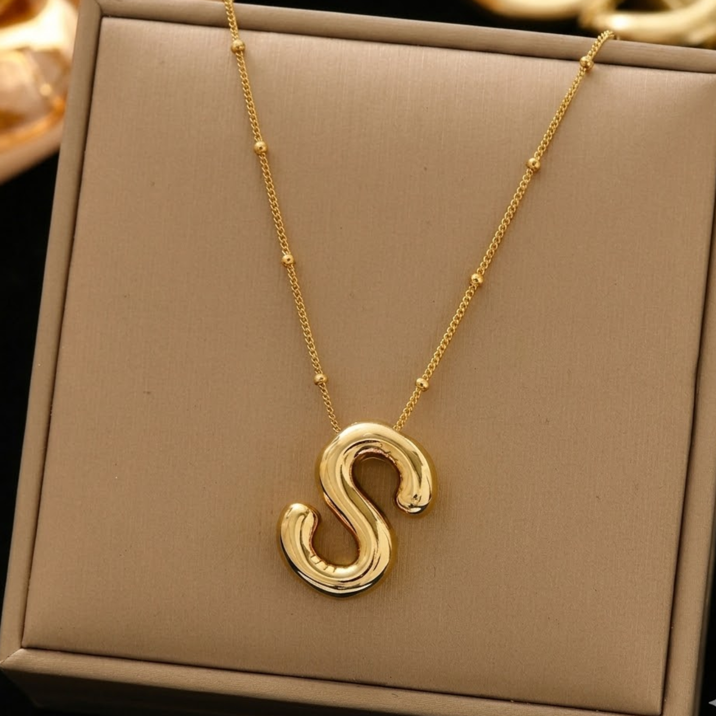 18K Gold Plated Golden Initial S Necklace