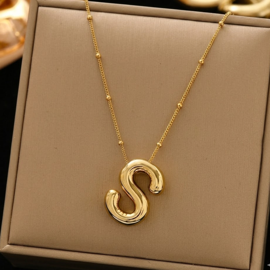 18K Gold Plated Golden Initial S Necklace