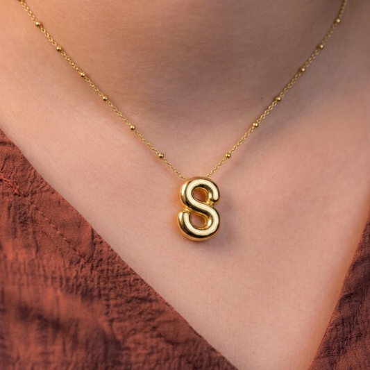 18K Gold Plated Golden Initial S Necklace