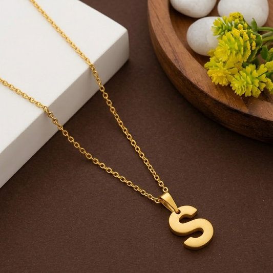 18K Gold Plated Minimal S Initial Necklace