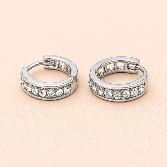 Men - Silver Zircon Shining Hoop Earring