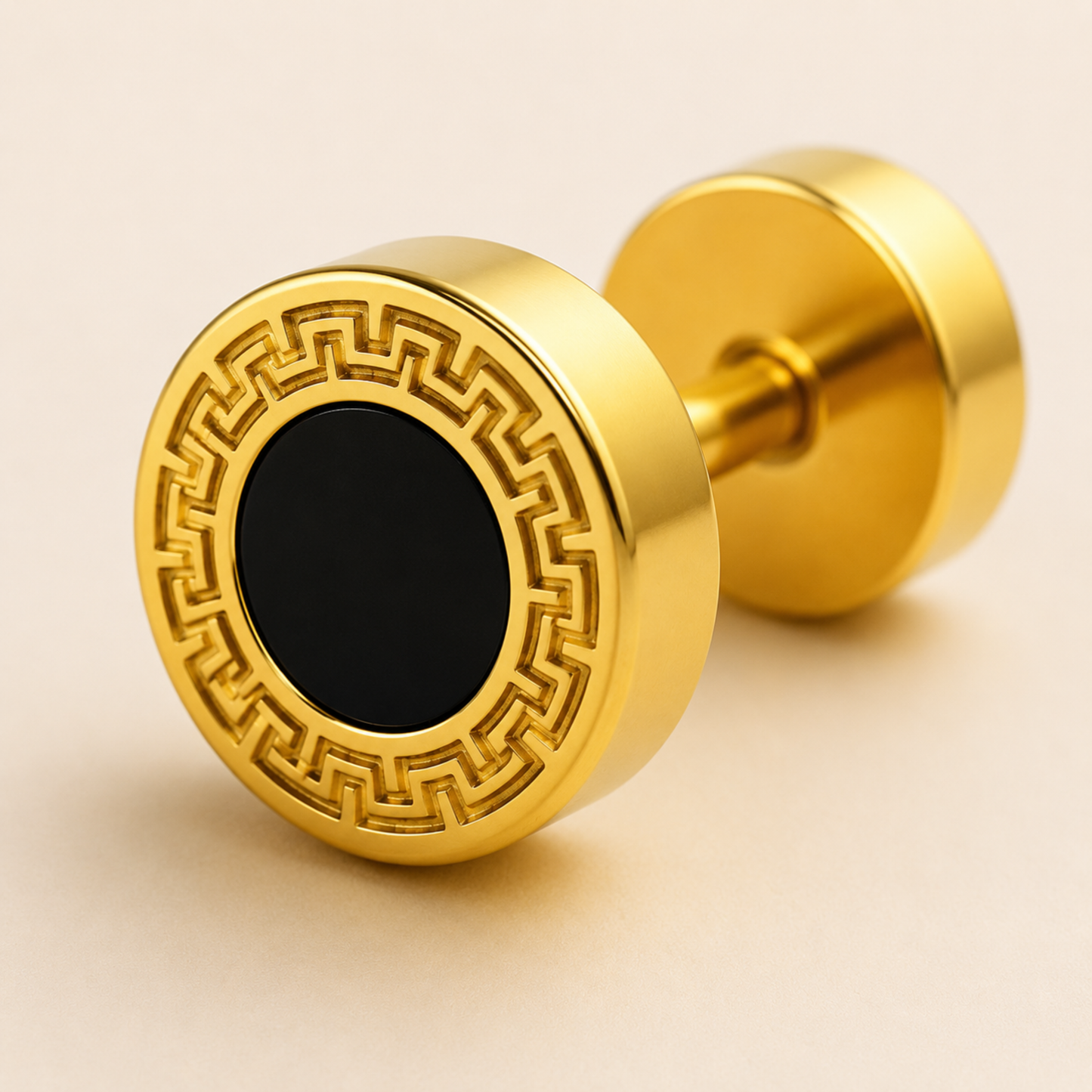 Men - Gold Obsidian Charm Earring