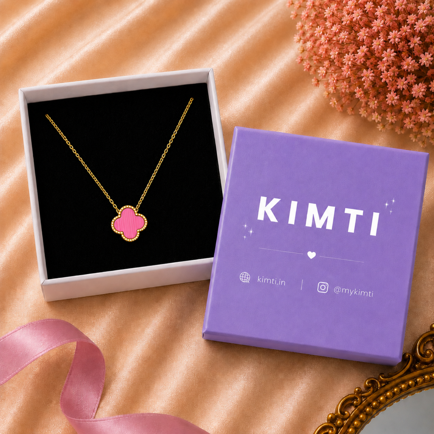 Pink Clover Necklace