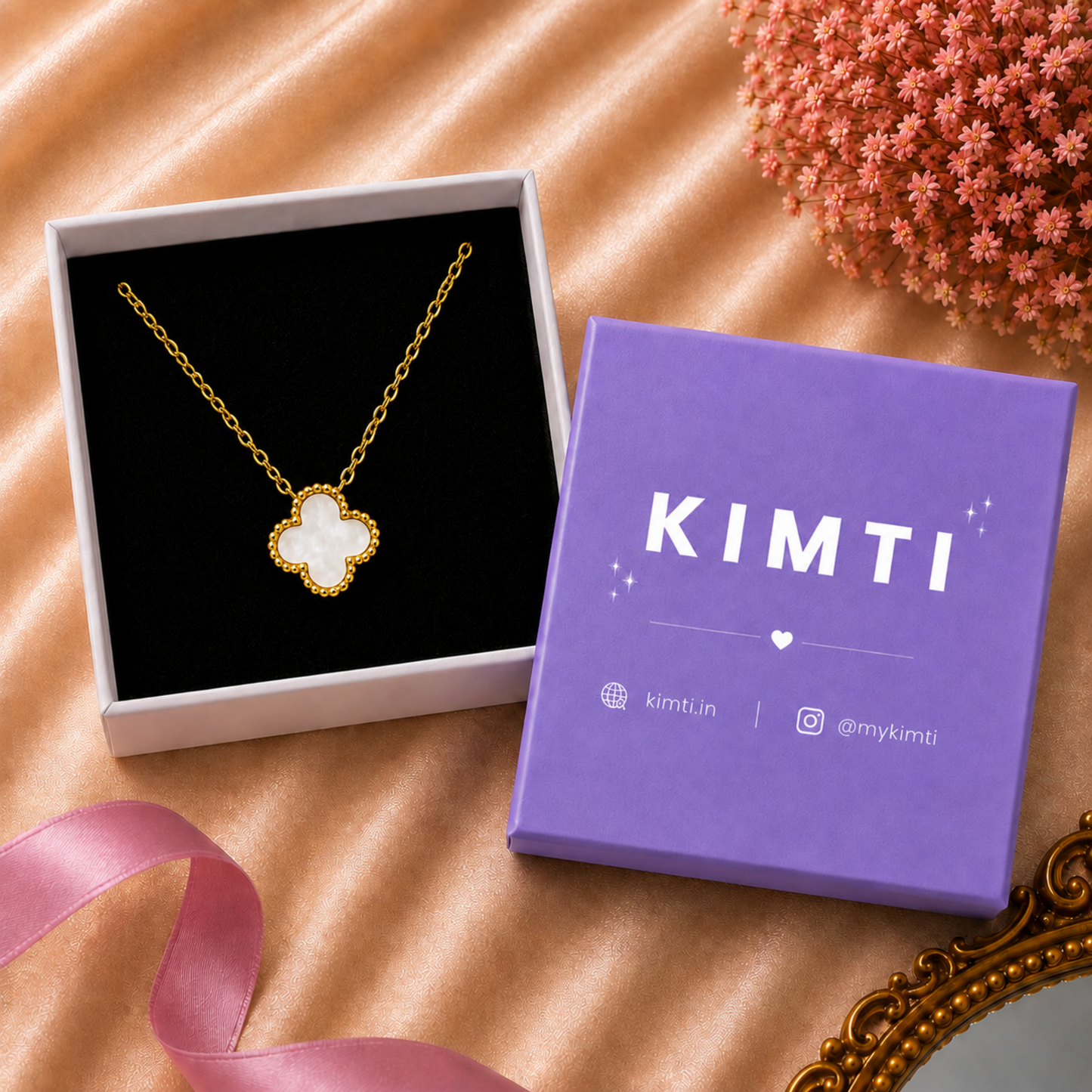 Elegant White Clover Charm Anti Tarnish Necklace