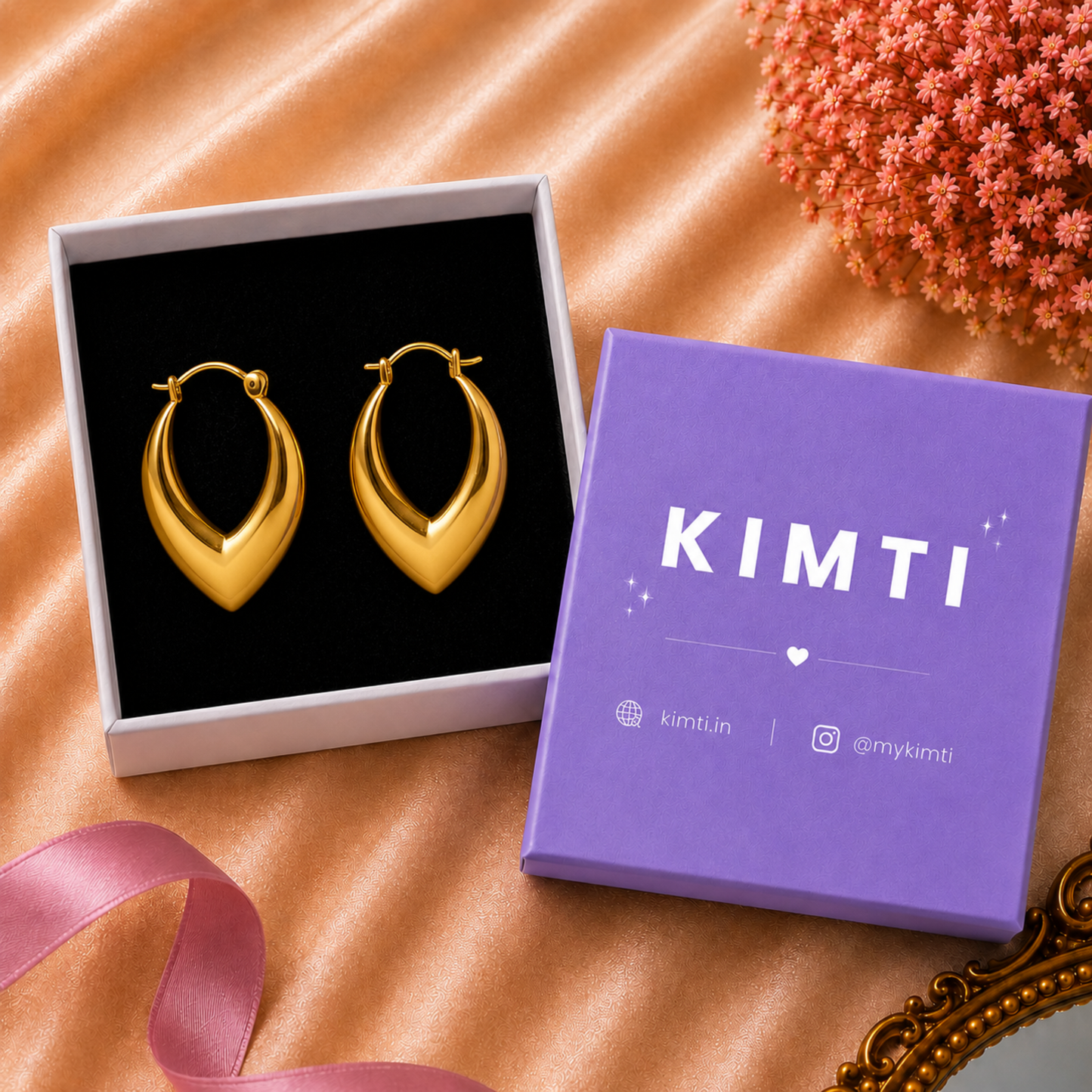 18K Gold Plated Elegant V-Drop Hoops Earring