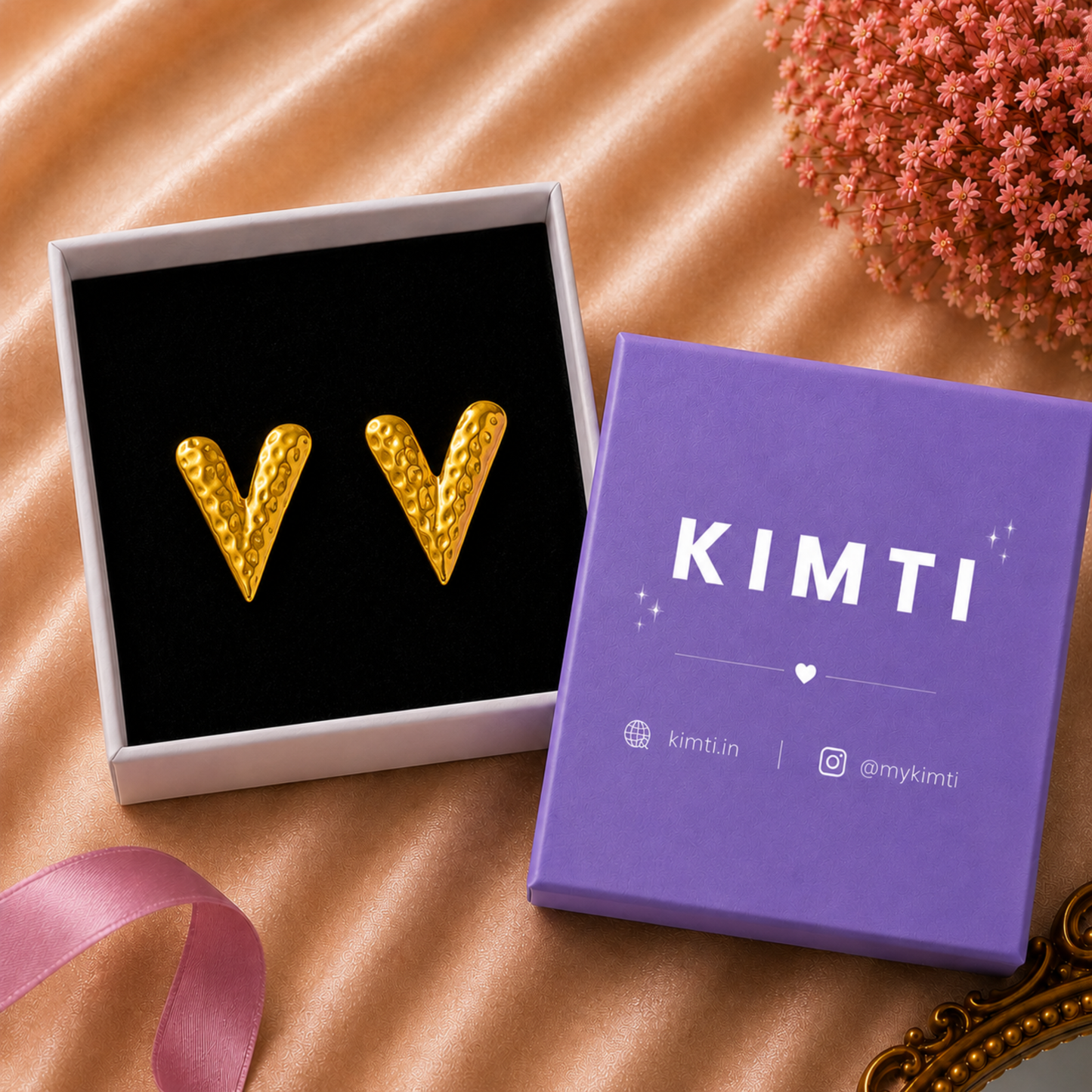 18K Gold Plated As Pretty Heart Stud Earrings