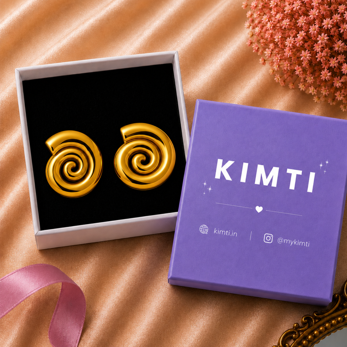 18K Gold Plated Modern Spiral Stud Earrings