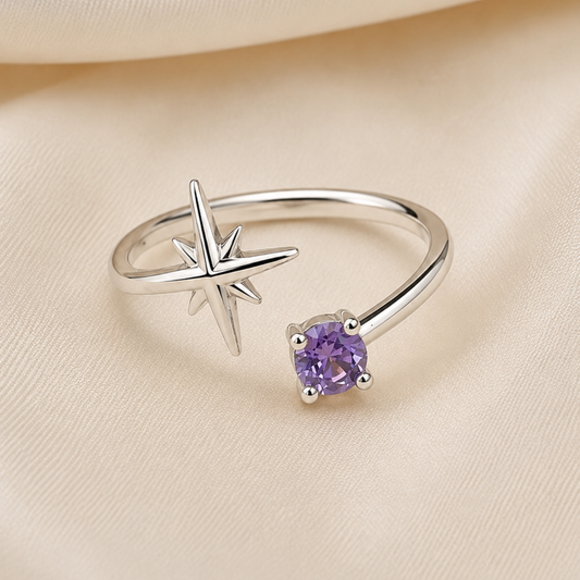 Adjustable North Star & Amethyst Ring