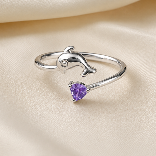 Silver Splash Dolphin Ring