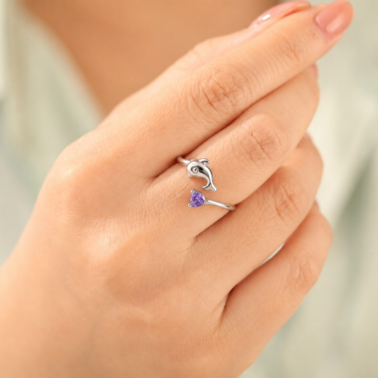 Silver Splash Dolphin Ring