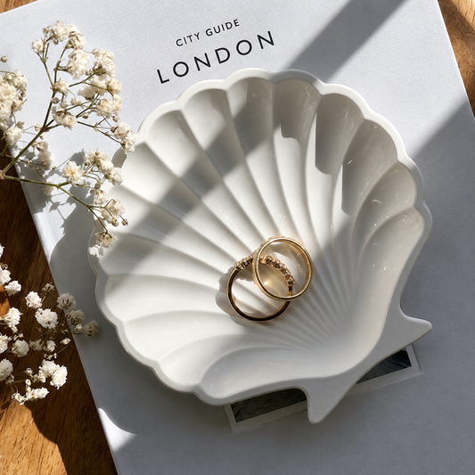 White Seashell Trinket Dish for Jewelry Storage