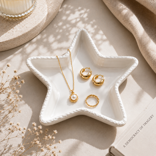 Luxury Ceramic Star Tray for Accessories Organization