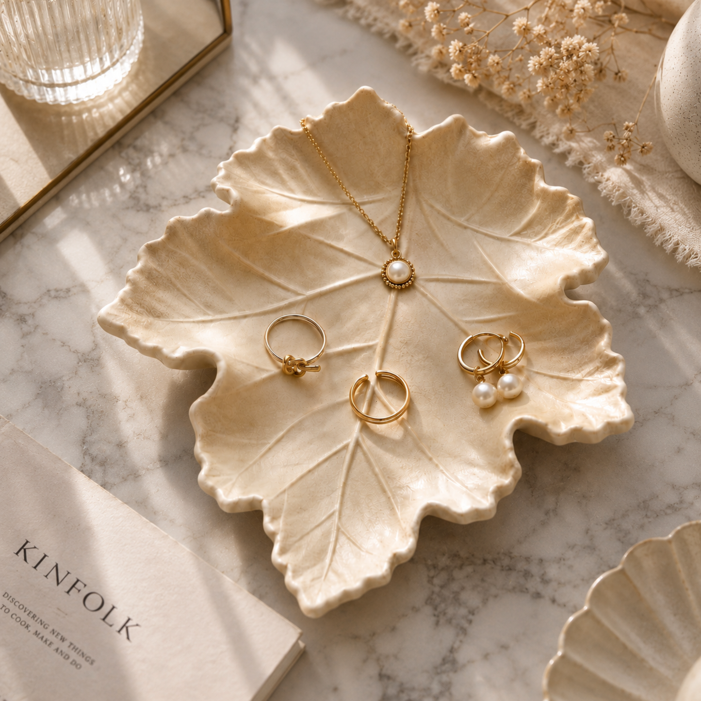 Aesthetic Leaf Trinket Dish for Jewelry Storage