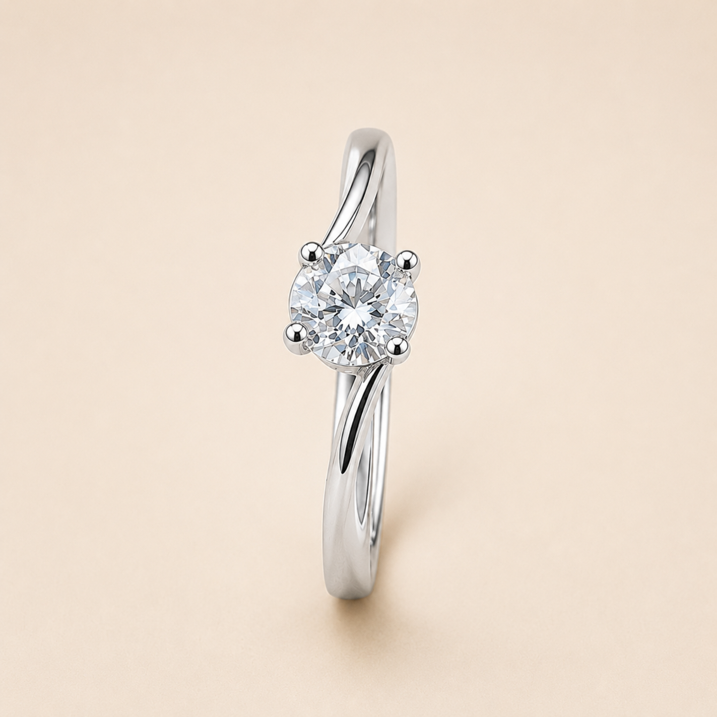 Anti Tarnish Silver Solitaire Crystal Ring