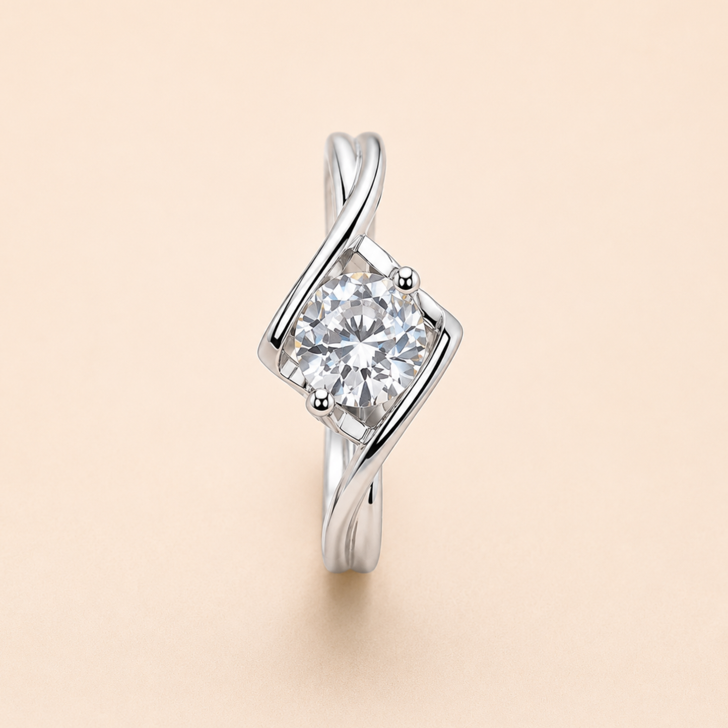 Silver Twist Solitaire Ring