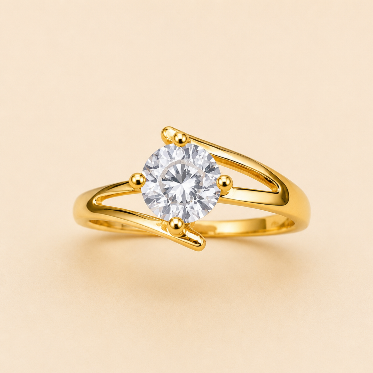 Gold Plated Solitaire Statement Ring