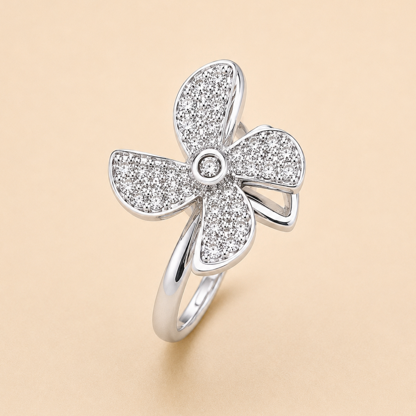 Anti-Tarnish Pinwheel Flower Ring
