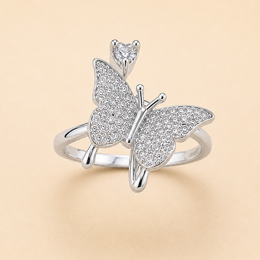 Crystal Butterfly Adjustable Ring for Women