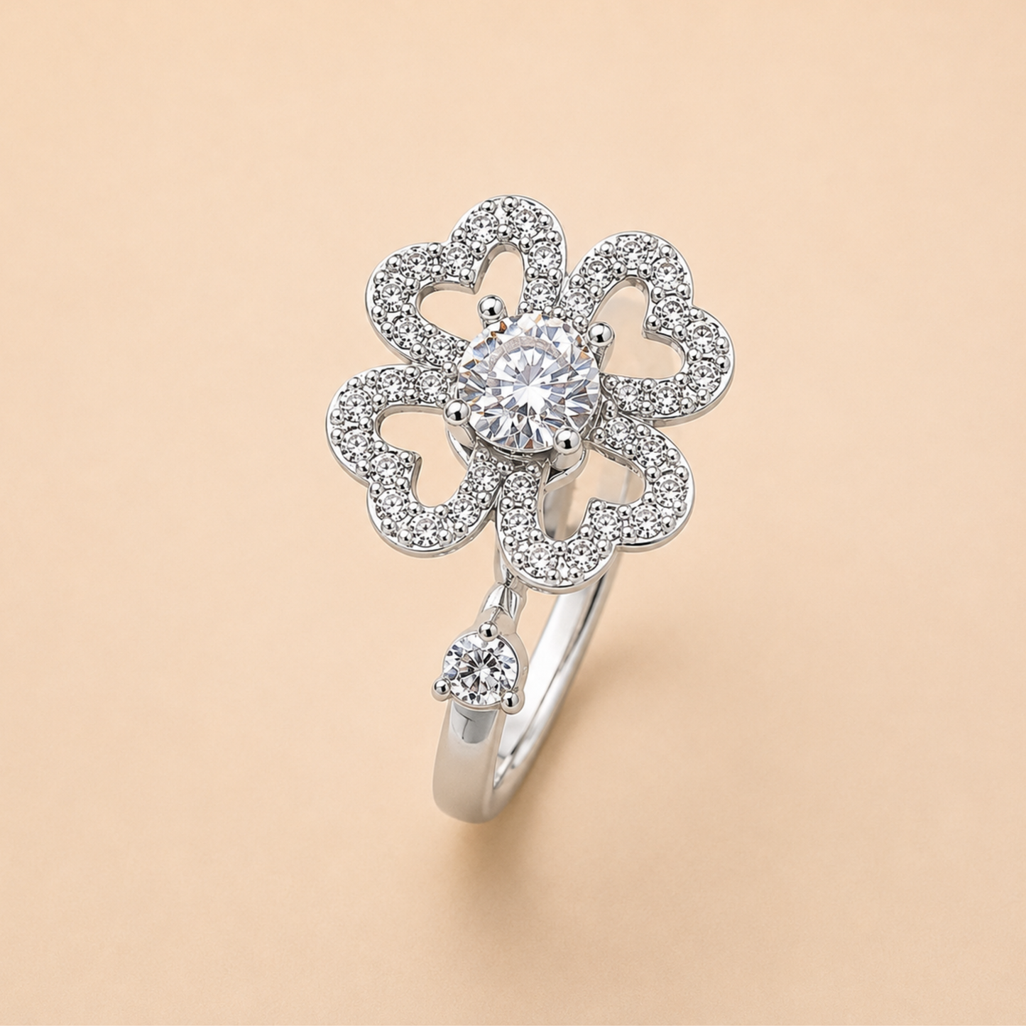 Luxury Crystal Flower Statement Ring