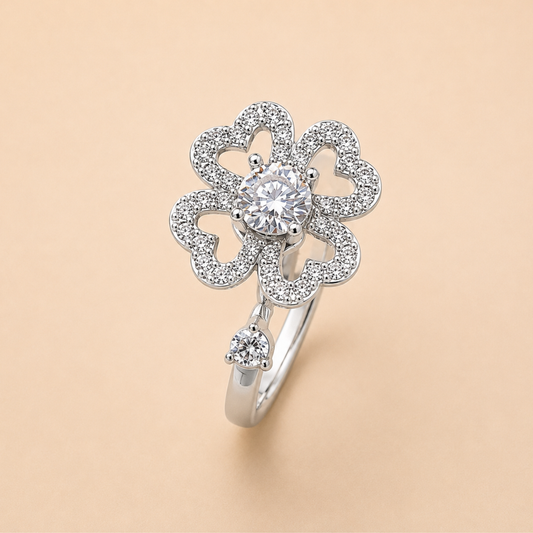 Luxury Crystal Flower Statement Ring