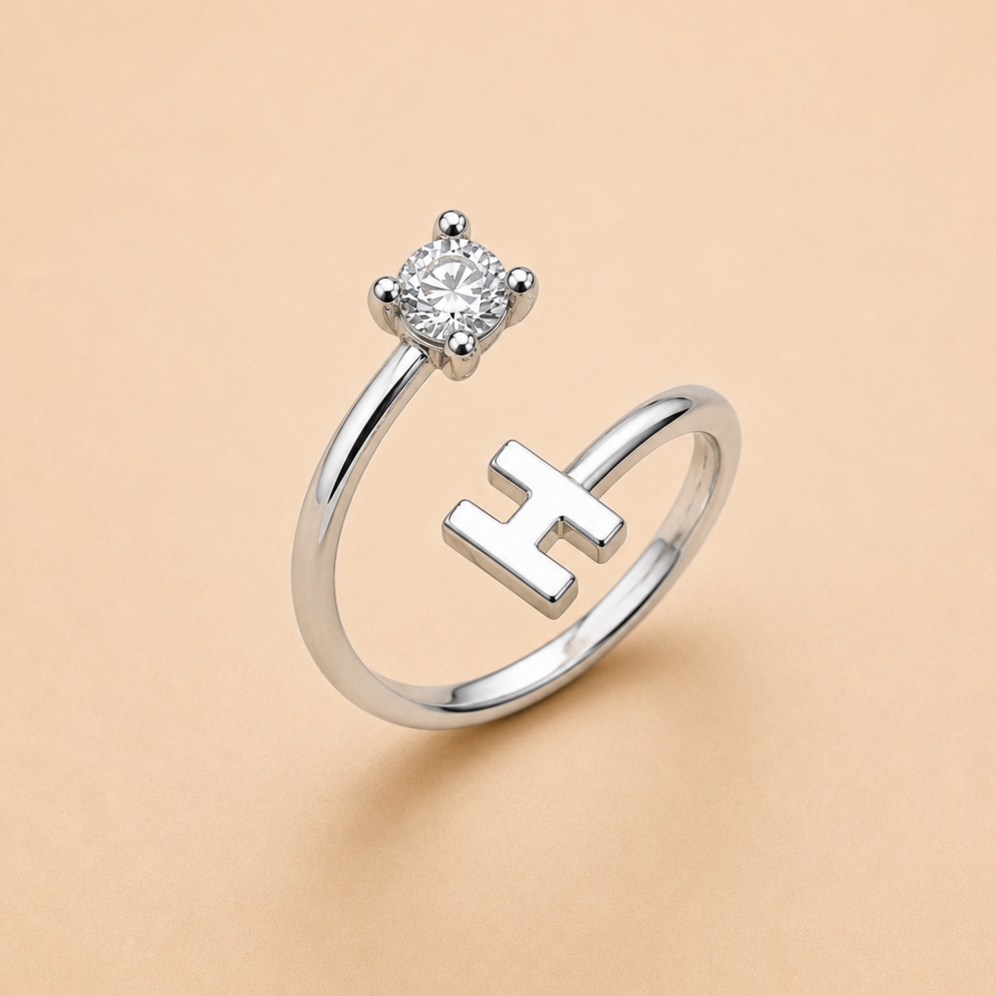 Elegant Letter H Open Band Ring
