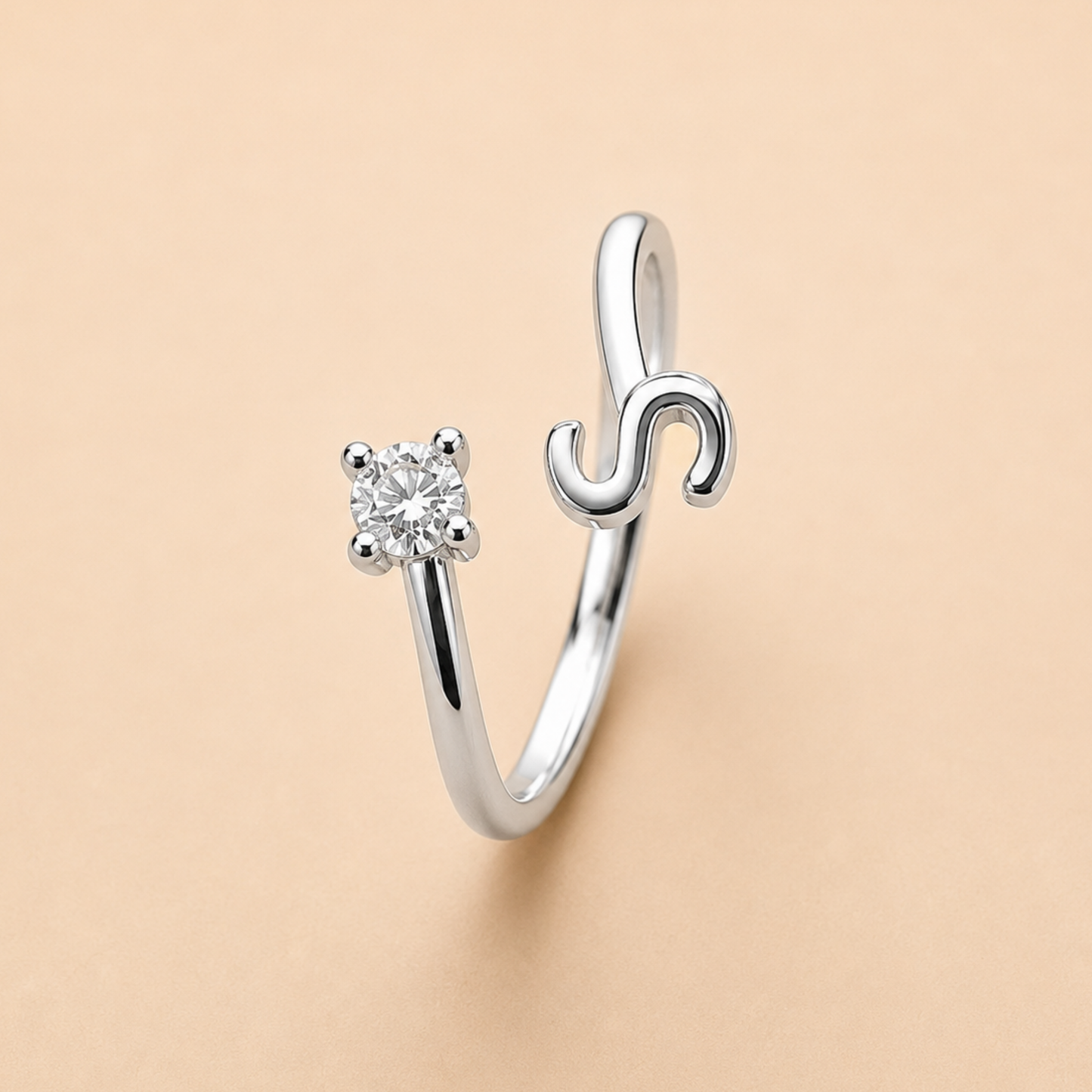 Sparkling S Alphabet Crystal Ring