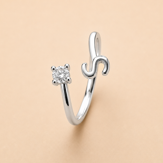 Sparkling S Alphabet Crystal Ring