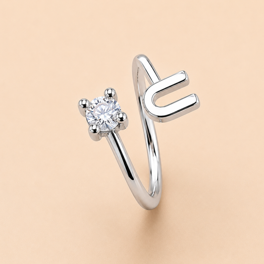 Modern Alphabet U Adjustable Ring