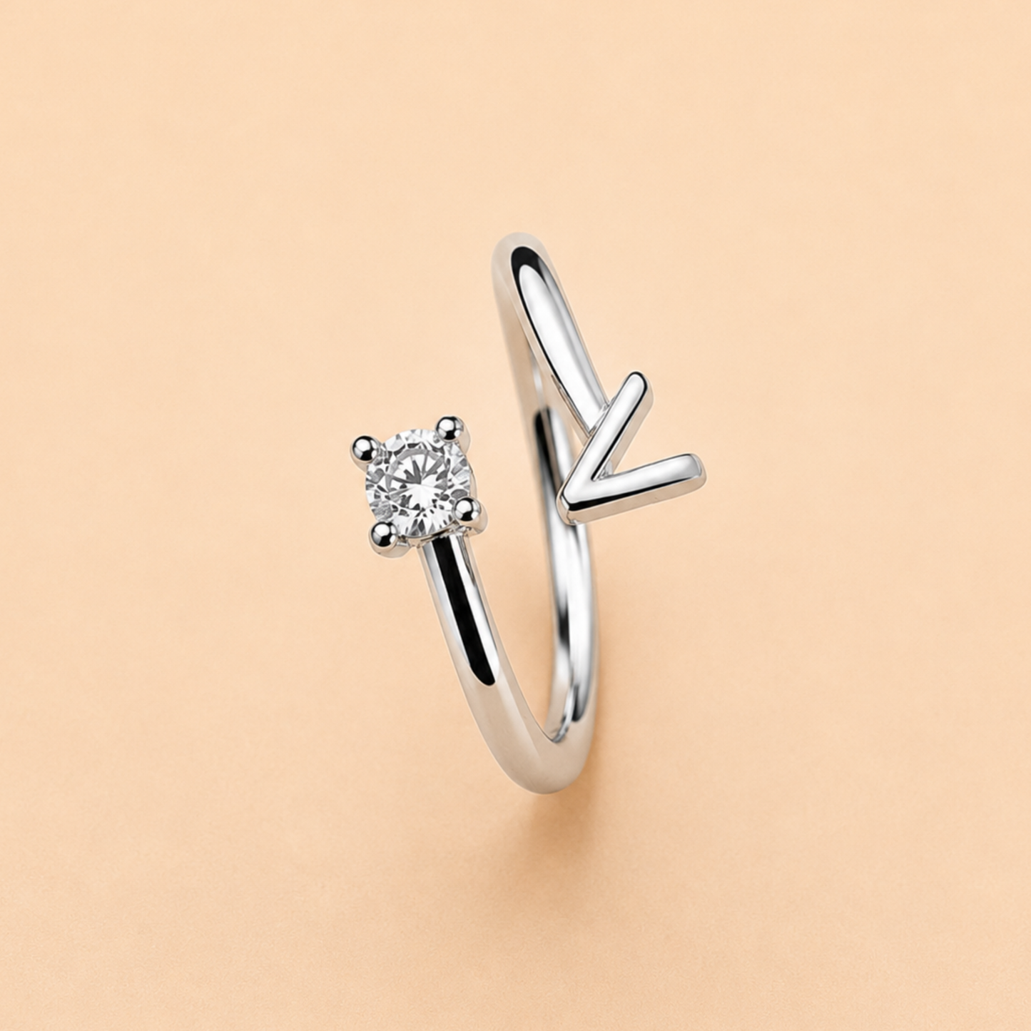Tiny Letter V Luxe Ring