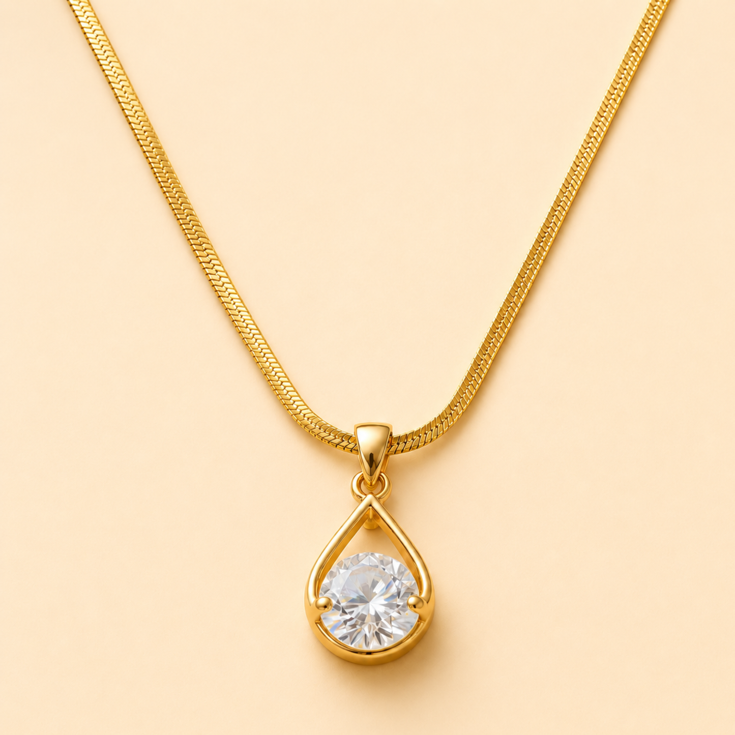 18K Gold Plated Zircon Pendant Necklace
