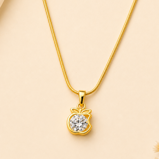 18K Gold Plated Crystal Apple Charm Pendant