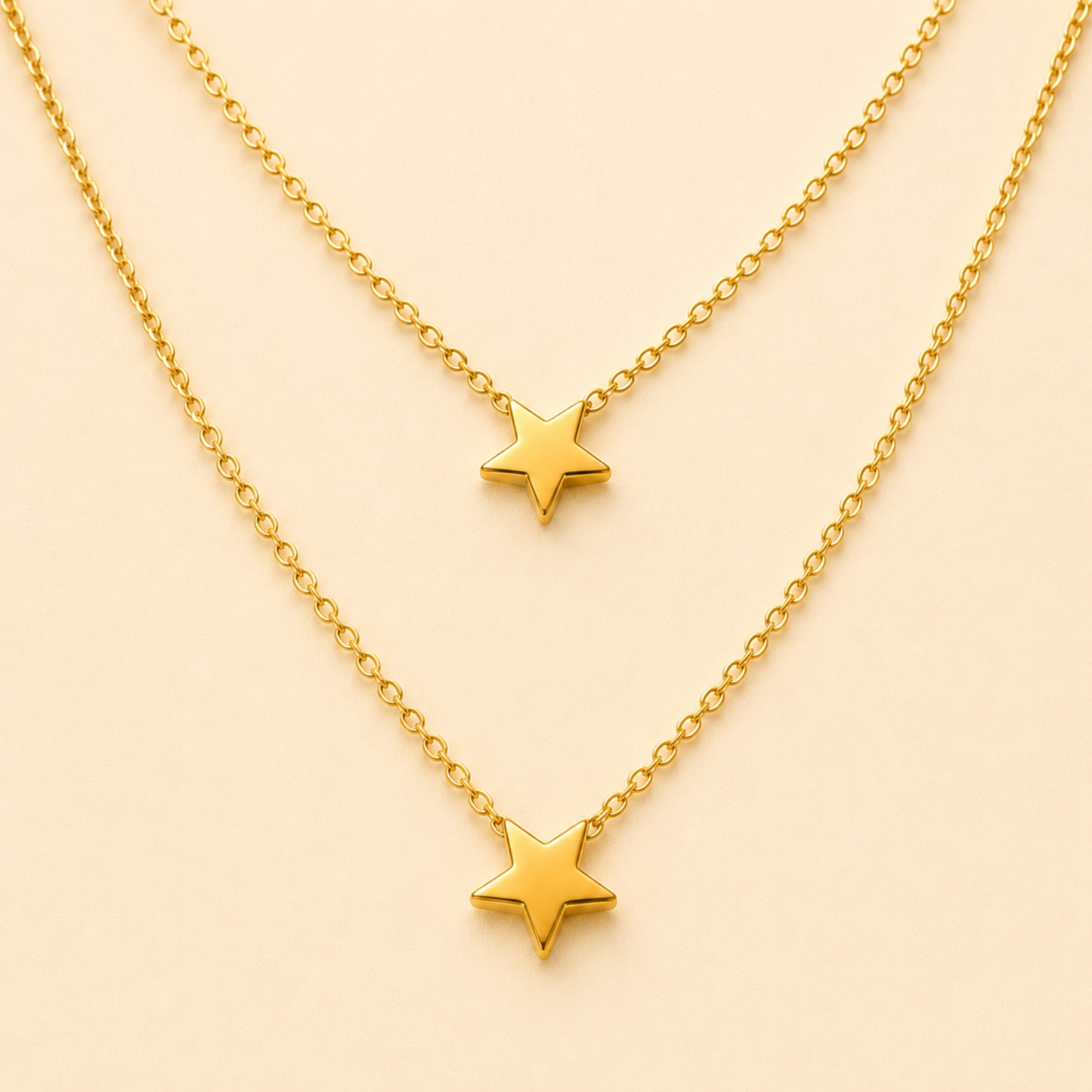 18K Gold Plated Layered Star Gold Necklace