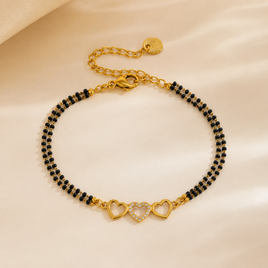 Triple Heart Mangalsutra Bracelet