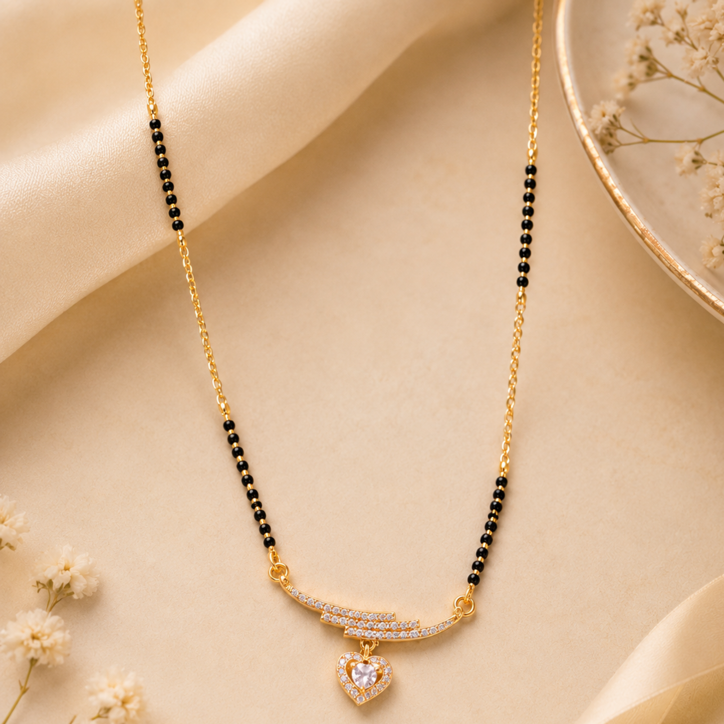 Golden Heart Charm Mangalsutra