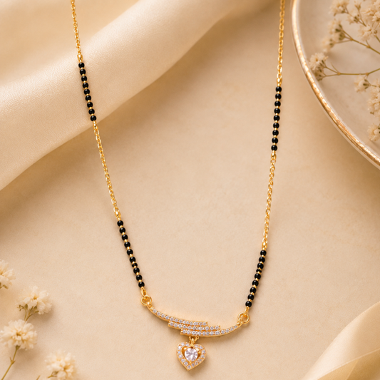 Golden Heart Charm Mangalsutra